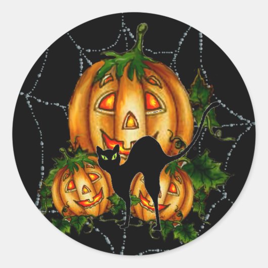 PUMPKIN PATCH & SPIDERWEB VON SHARON SHARPE RUNDER AUFKLEBER (Vorderseite)