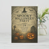 Pumpkin Patch Spooky Halloween-Party Einladung (Stehend Vorderseite)