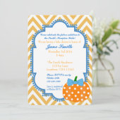 Pumpkin Patch Themed Boy Baby Shower Einladung (Stehend Vorderseite)