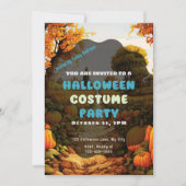 Pumpkin Patch Trees Blätter Herbst Halloween Einladung (Vorderseite)