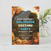 Pumpkin Patch Trees Blätter Herbst Halloween Einladung (Stehend Vorderseite)