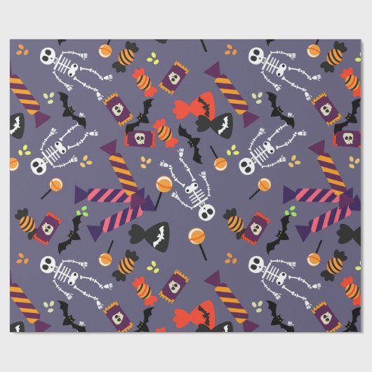 Pumpkin Patch und Skeleton Halloween Gift Wrap Geschenkpapier (Flach)