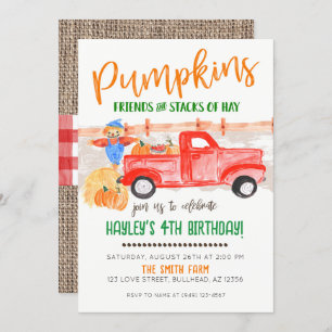 Pumpkin Patch Vintag Truck Herbst Bauer Einladung