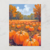 Pumpkin Patch Wasserfarbe Feiertagspostkarte (Vorderseite)