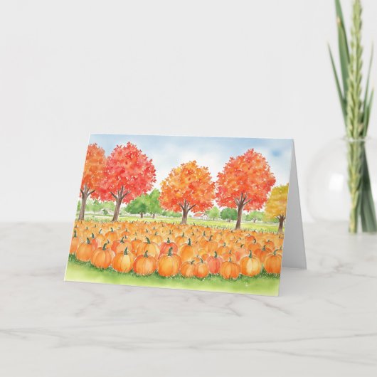 Pumpkin Patch Wasserfarbe Herbst Karte (Vorderseite)