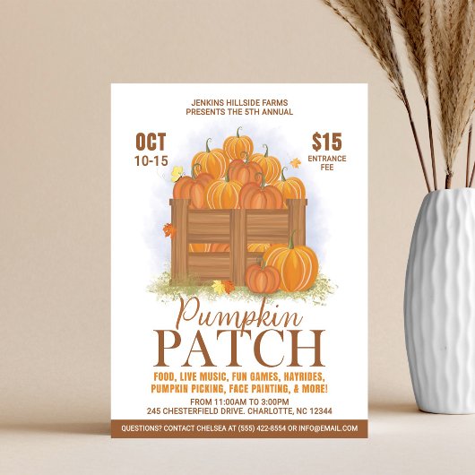 Pumpkin Patch Watercolor Pumpkins Fall-Ereignis Flyer