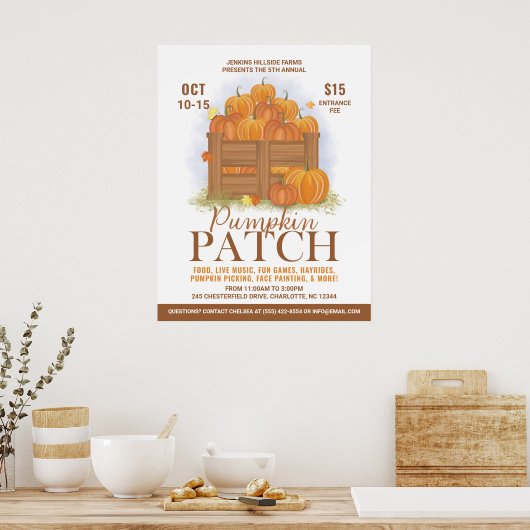 Pumpkin Patch Watercolor Pumpkins Fall-Ereignis Poster (Küche)
