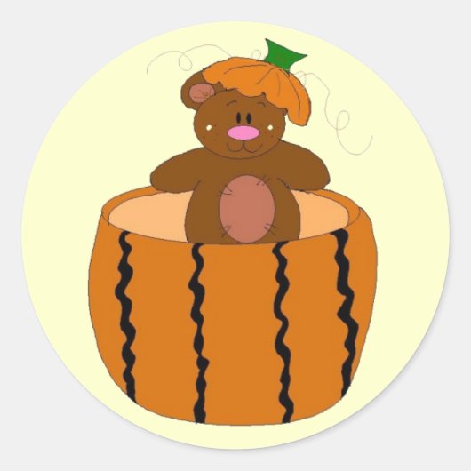Pumpkin-Patchbär Runder Aufkleber (Vorderseite)