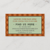 Pumpkin PatchFamilienbetrieb Fall Karierten Vintag Visitenkarte (Rückseite)