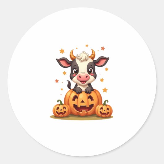Pumpkin-Patchkuh Runder Aufkleber (Vorderseite)