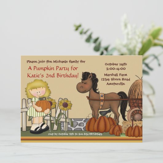Pumpkin-Patchmädchen Einladung (Stehend Vorderseite)