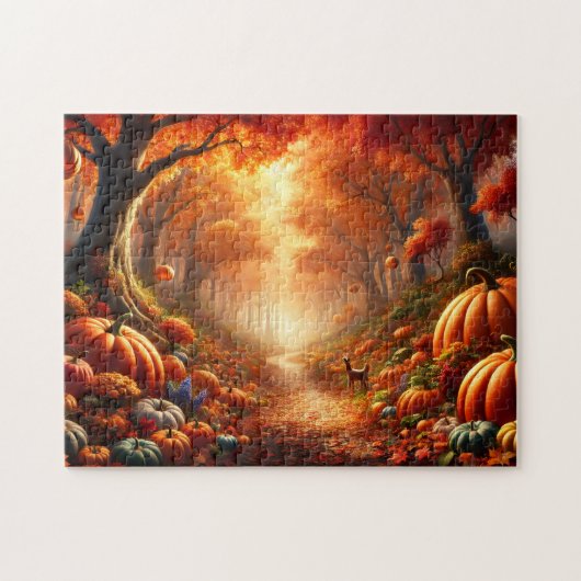 Pumpkin Path Autumn Forest Puzzle (Horizontal)