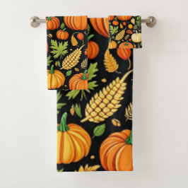 Pumpkin Pattern Ernte Tag Herbst Badhandtuch Set