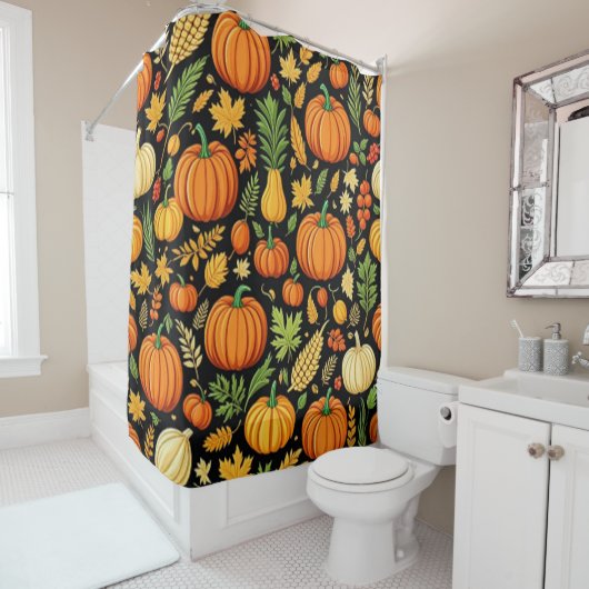 Pumpkin Pattern Ernte Tag Herbst Duschvorhang (Beispiel)