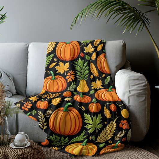 Pumpkin Pattern Ernte Tag Herbst Fleecedecke