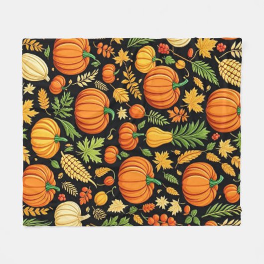 Pumpkin Pattern Ernte Tag Herbst Fleecedecke (Vorderseite (Horizontal))