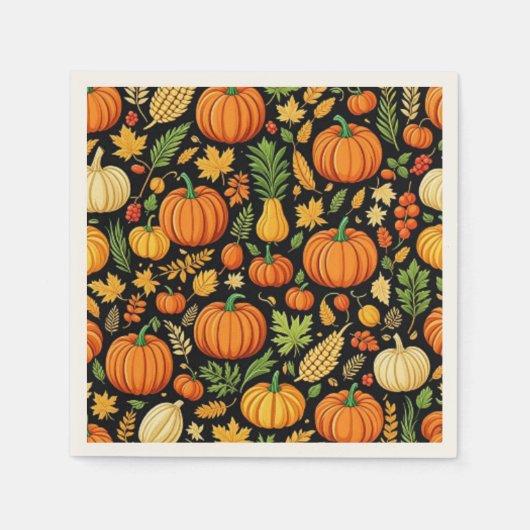 Pumpkin Pattern Ernte Tag Herbst Serviette (Vorderseite)