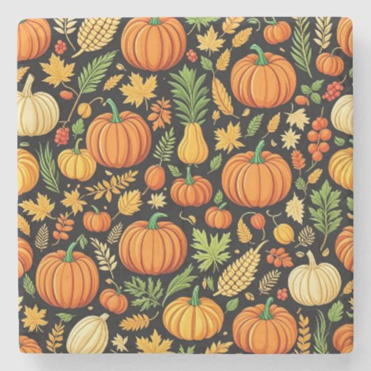 Pumpkin Pattern Ernte Tag Herbst Steinuntersetzer (Vorderseite)