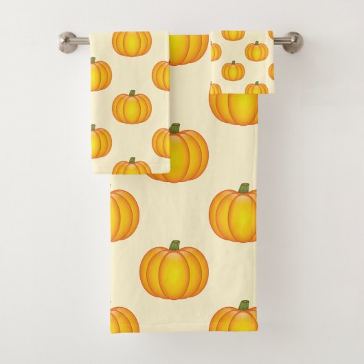Pumpkin Pattern Fall Yellow Badhandtuch Set (Insitu)