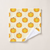 Pumpkin Pattern Fall Yellow Badhandtuch Set (Waschlappen)