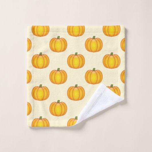 Pumpkin Pattern Fall Yellow Badhandtuch Set (Waschlappen)