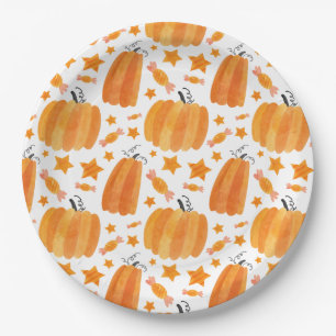 Pumpkin Pattern Holloween Party Paper Plate Pappteller