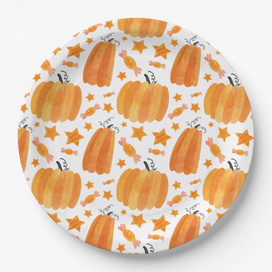 Pumpkin Pattern Holloween Party Paper Plate Pappteller (Vorderseite)