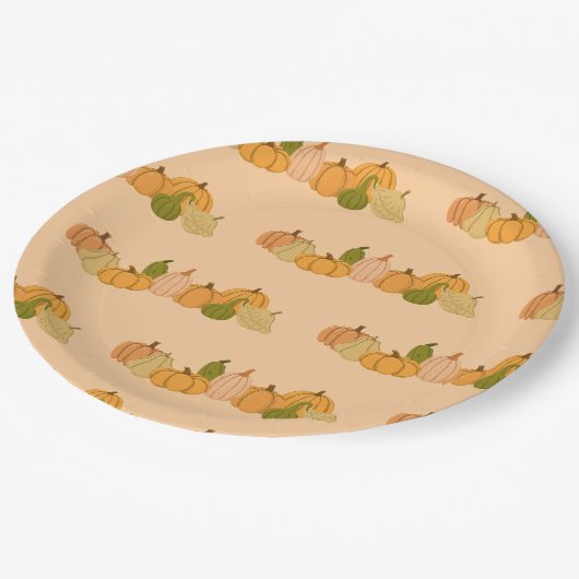 Pumpkin Pattern Paper Napkins - Halloween-Party Pappteller (Schrägansicht)