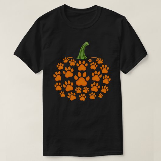 Pumpkin Paw Print Halloween Cute Dog Lover T-Shirt (Design vorne)