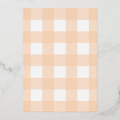 Pumpkin Peach Gingham Christening Foil Einladung (Rückseite)