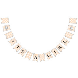 Pumpkin Peach Gingham Es ist ein Mädchen-Jagdfahne Wimpelkette
