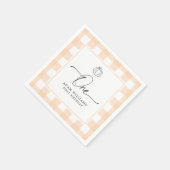 Pumpkin Peach Gingham First Birthday Paper Napkin Serviette (Ecke)