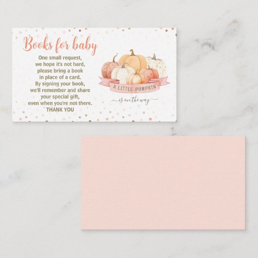 Pumpkin Peach Pink Babydusche Bücher für Baby Begleitkarte (Vorne/Hinten)