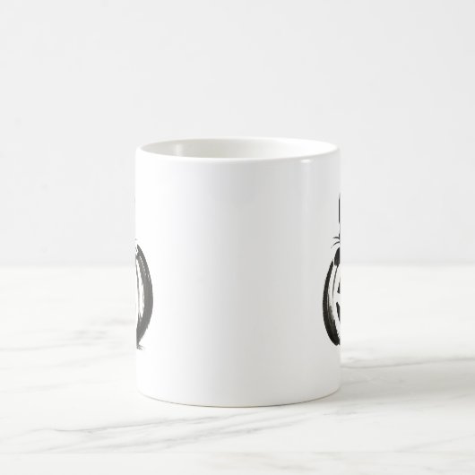 Pumpkin Peek – Black Cat Halloween Design on  Verwandlungstasse (Mittel)