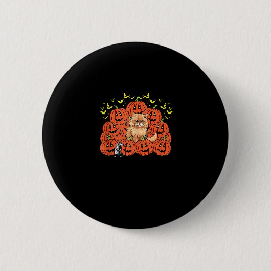 Pumpkin Persian Cat Halloween Kitten Jack O Lanter Button (Vorderseite)