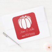 Pumpkin-Pflaster auf Cherry-Sticker Quadratischer Aufkleber (Umschlag)