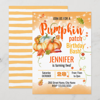 Pumpkin-Pflaster-Birthday-Bash Einladung