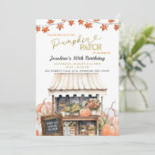 Pumpkin-Pflaster-Einladung für jedes Alter zum Geb Einladung (Stehend Vorderseite)