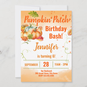 Pumpkin Pflaster Geburtstag Bash-Einladung Einladung