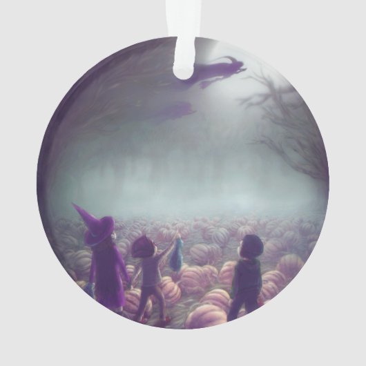 Pumpkin-Pflaster-Hexen, die in der Vergangenheit T Ornament (Rückseite)