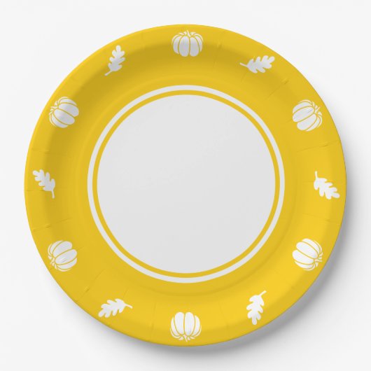 Pumpkin-Pflaster in gelber Papierplatte Pappteller (Vorderseite)