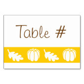 Pumpkin-Pflaster mit gelber Tischkarte Tischnummer (Rückseite)