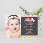 Pumpkin Pflaster orange rosa Mädchen fallen Geburt Einladung (Stehend Vorderseite)