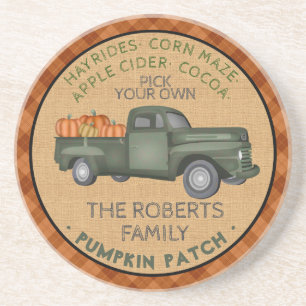 Pumpkin Pflasterfarm Russel Karierter Vintager LKW Getränkeuntersetzer