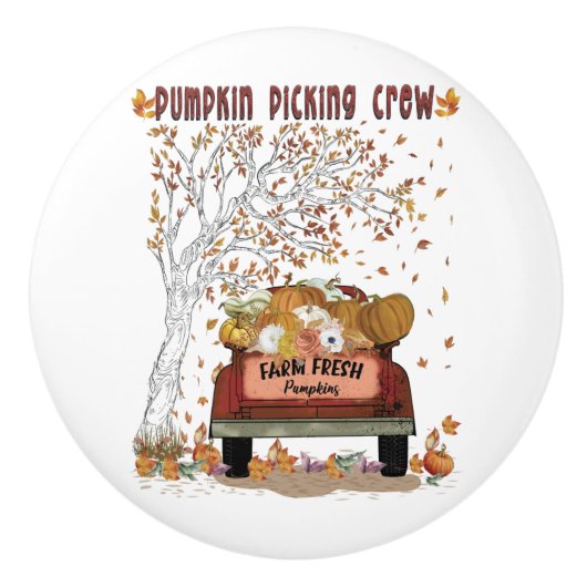 Pumpkin Picking-Crew Keramikknauf (Vorderseite)