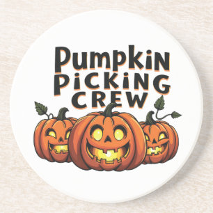 Pumpkin Picking Crew Spooky Halloween Matching Getränkeuntersetzer