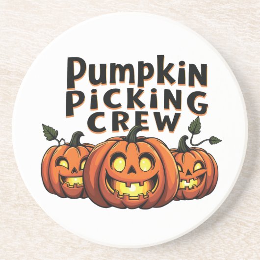 Pumpkin Picking Crew Spooky Halloween Matching Getränkeuntersetzer (Vorne)