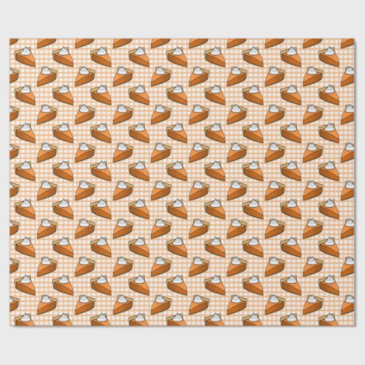 Pumpkin Pie auf Orange Gingham Happy Thanksgiving Geschenkpapier (Flach)