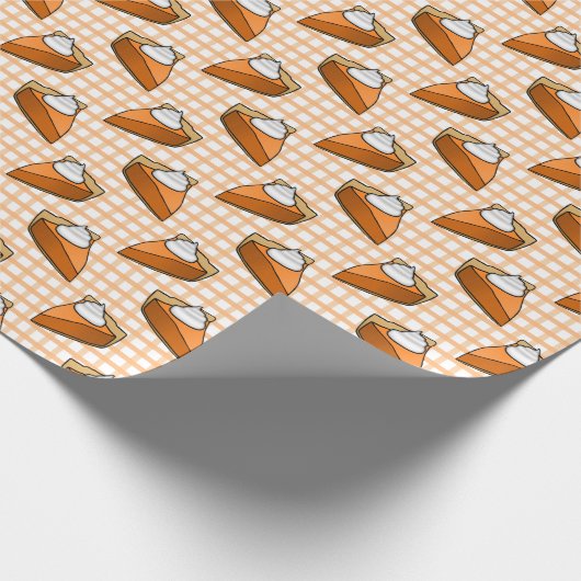Pumpkin Pie auf Orange Gingham Happy Thanksgiving Geschenkpapier (Ecke)
