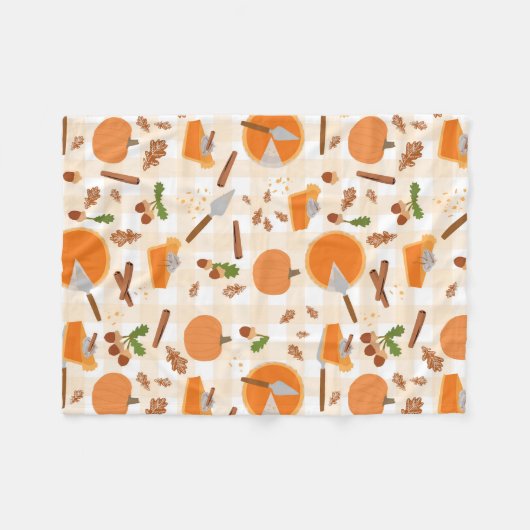 Pumpkin Pie Autumn Fall Pattern Fleecedecke (Vorderseite (Horizontal))
